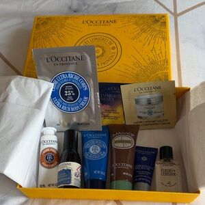 L'OCCITANE Yellow Gift Box with Assorted Skincare & Body Samples and travel size